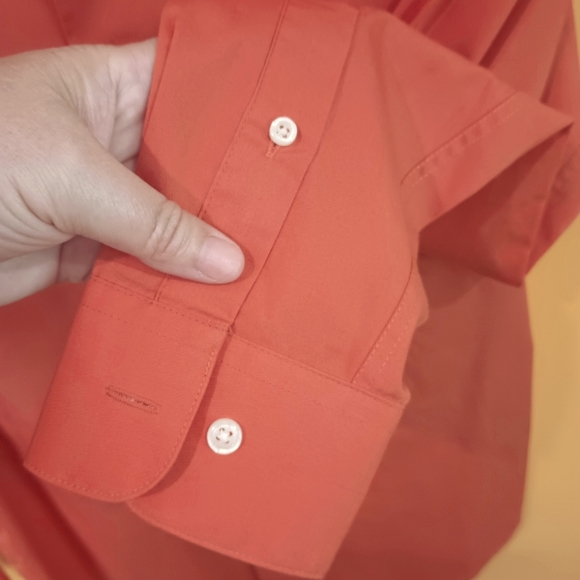 Croft & Barrow Orange Button Down Long Sleeve Single Breast Pocket Shirt Size S - Picture 5 of 9